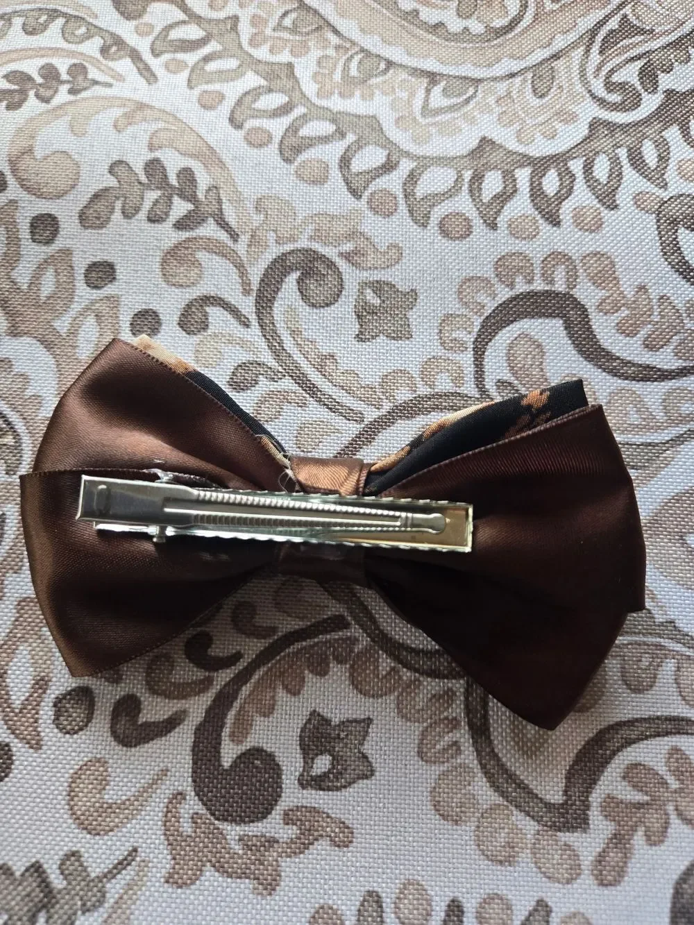 Girls Navy Grosgrain Bow & Brown Leopard Print Hair Bow Set